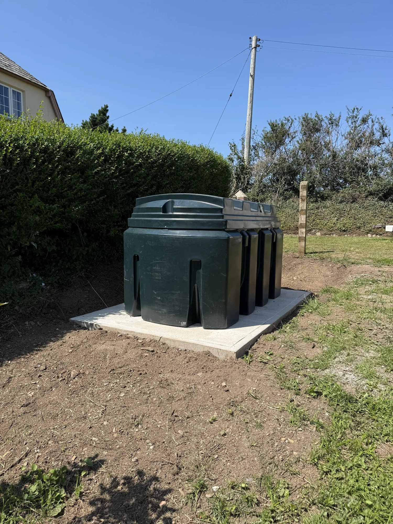 Completed oil tank installation near Bude